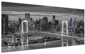 Tablou - Orașul mare cu turnul mov (120x50 cm)