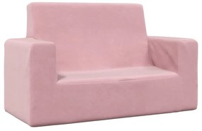341844 vidaXL Canapea pentru copii cu 2 locuri, roz, pluș moale