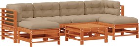 vidaXL Set de lounge pentru grădină 7 pcs Maro Ceară Lemn masiv de pin