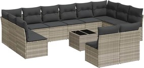 vidaXL Set canapele de grădină cu perne, 13piese gri deschis poliratan