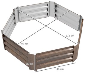 Outsunny Pat de Grădină Hexagonal Înălțat Galvanizat, Cutie de Plantare Exterior cu Margini Siguranță și Bază Deschisă | Aosom Romania