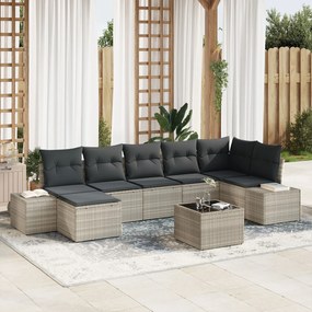 vidaXL Set de canapele pentru grădină 8 pcs Gri deschis Rattan poli