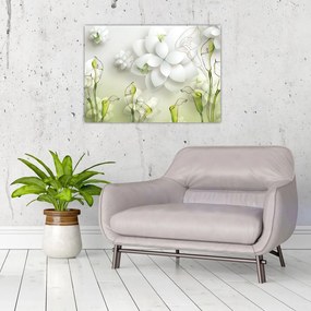 Tablou pe sticlă cu flori (70x50 cm)