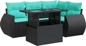 vidaXL Set mobilier de grădină cu perne, 5 piese,poliratan/lemn acacia