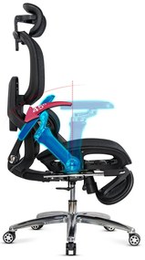 Scaun ergonomic de birou negru rezistent 150 kg din mesh cu suport lombar cu masaj și încălzire SYYT 9521