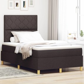 vidaXL Pat cu arc cu matrac maro închis 120x200 cm țesătură