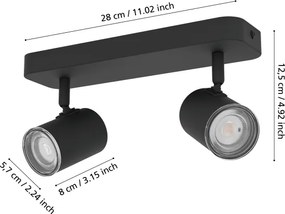 Eglo 300579 - Spot de baie CONSUMA, 2 x GU10, 5 W, 230 V, IP44, negru