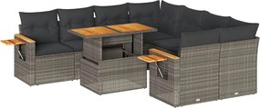 vidaXL Set canapele grădină cu perne 9 piese gri poliratan/lemn acacia