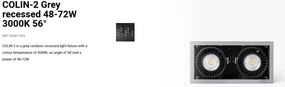 Spot LED incastrabil COLIN-2 Grey recessed 48-72W 3000K 56°