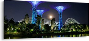 Tablou cu lună plină în grădinile din Singapur (120x50 cm)