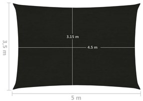 Panza parasolar, negru, 3,5x5 m, HDPE, 160 g m   Negru, 3.5 x 5 m
