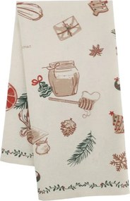 Prosop de bucătărie, din bumbac, cu imprimeu motiv culinar de Crăciun, 50x70 cm, „Aix"