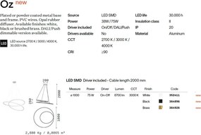 Lustra LED suspendata design circular OZ SP D100 ON-OFF OTTONE 3000K