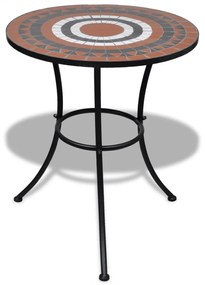 Set mobilier bistro, 3 piese, teracota alb, placi ceramice