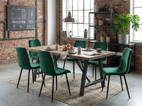 Scaun din catifea verde inchis LAVA BOTTLE GREEN cu picioare negre