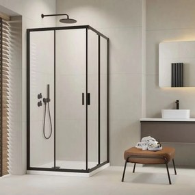 Cabina de dus patrata cu usi glisante Radaway Alienta 90x90 cm negru-transparent