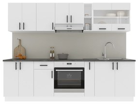 Set Bucatarie Karo V19, Alb, Blat Thermo 28 mm, L 260 cm