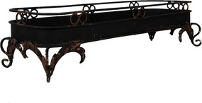 Tava decorativa, pentru lumanari, neagra, din metal, 55x20x14 cm