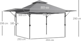 Outsunny Tonelă pop-up pentru grădină Pliantă 5 x 3 m, țesătură Oxford cu 2 pereți reglabili, sac de transport cu roți inclus | Aosom Romania