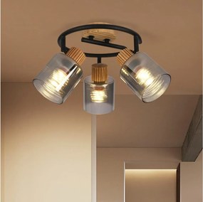 Brilagi - Spot HYGGE 3xE14/15W/230V lemn/sticlă fumurie