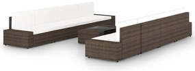 vidaXL Set mobilier de grădină cu perne, 9 piese, maro, poliratan