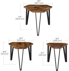 Set de 3 măsuțe laterale ELDUR maro/negru