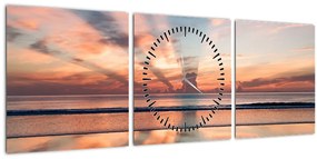 Tablou cu razele solare deasupra plajei Dayton (cu ceas) (90x30 cm)