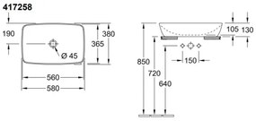 Villeroy & Boch 417258BCT8 - Lavoar ARTIS pentru montare pe blat 58x38,5 cm ceramică/negru