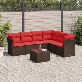 vidaXL Set canapele de grădină cu perne, 7 piese, maro, poliratan