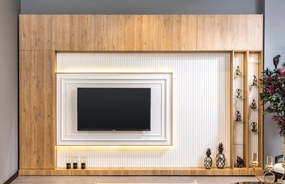 Unitate de perete pentru tv cu panou de perete decorativ - marmara (375x280)