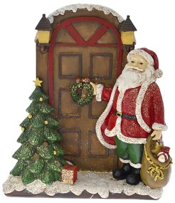 Figurina Xmas Santa knocking on door 18 cm x 7 cm x 20 cm