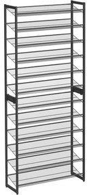 Suport Pentru Pantofi Cu 12 Niveluri, Rafturi Reglabile, Negru, 92.5 Cm