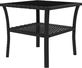 Outsunny Masă de grădină din polyrattan, 50 x 50 x 45 cm, măsuță rezistentă la intemperii pentru 4 persoane, pătrată cu poliță și blat din sticlă | Aosom Romania
