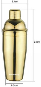 Shaker cocktail Klausberg KB 7649, 750 ml, Auriu