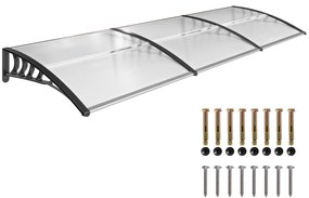 Outsunny Copertina pentru exterior, curbata cu suruburi si buloane incluse, copertina din policarbonat, PP si aluminiu, 295x90x23.5cm