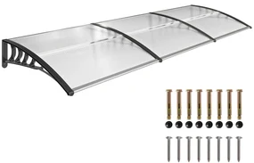 Outsunny Copertina pentru exterior, curbata cu suruburi si buloane incluse, copertina din policarbonat, PP si aluminiu, 295x90x23.5cm