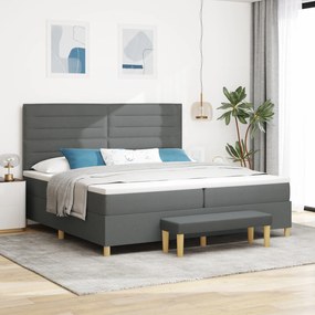 Pat Box Spring vidaXL cu Saltea și Bancă Gri Închis 200x200 cm Fabricat