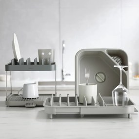 Scurgător de vase gri ajustabil din plastic 34x37 cm Duo – Joseph Joseph