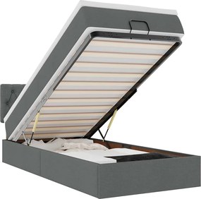 vidaXL Cadru pat otoman cu saltea țesătură gri închis 100x200 cm