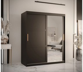 Dulap de haine Riven 2 150 (mat negru) (cu oglindă). 1064176