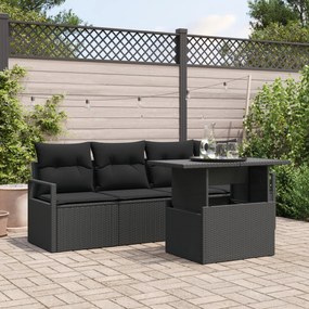 vidaXL Set de canapele pentru grădină 5 pcs Negru 100 x 55 x 73 cm