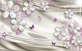 Fototapet 3D, Pearl si Gemstone Flowers Art.05276