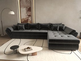 Colțar extensibil dumonde cu ladă de depozitare si sezut confortabil din spuma high-density, Loana XL Ambience Gri II 335x185 cm