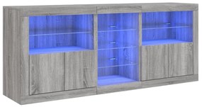 3209035 vidaXL Servantă cu lumini LED, gri sonoma, 162x37x67 cm