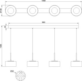 Globo 16024-4 - candelabru LED suspendat pe cablu BELINDA LED/24W/230V negru/fumuriu