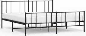 vidaXL Cadru pat metalic cu tăblii de cap/picioare, negru, 200x200 cm