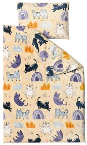 Set 2 buc Lenjerie Cocolino PURRSLEEP bej + Cearsaf Cocolino microplus cu elastic SOFT 180x200 cm alb, pat dublu