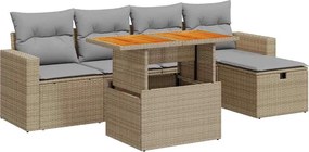 vidaXL Set canapele grădină cu perne 6 piese bej poliratan/lemn acacia