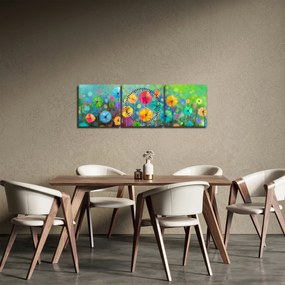Tablou - Flori abstract (cu ceas) (90x30 cm)