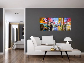 Tablou - Oraș în lumina neoanelor (120x50 cm)